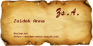 Zsidek Anna névjegykártya